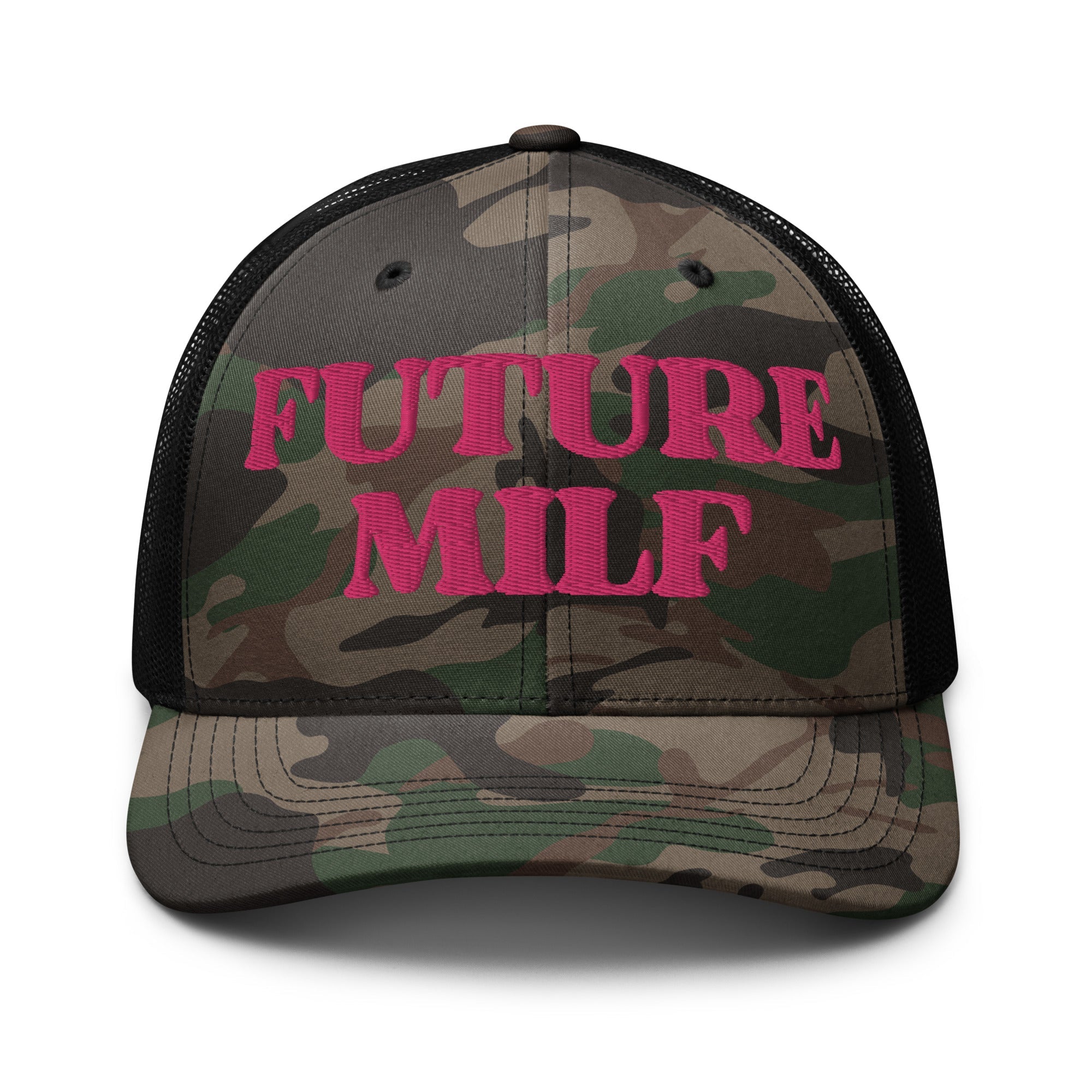 Future Milf Embroidered Camo Trucker Hat