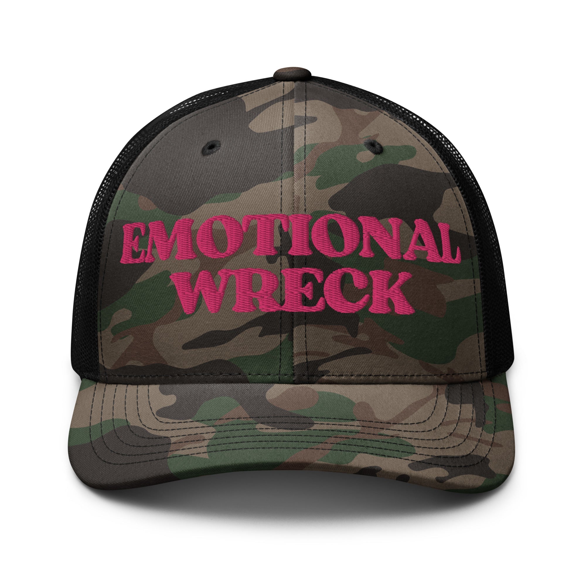 Emotional Wreck Embroidered Camo Trucker Hat