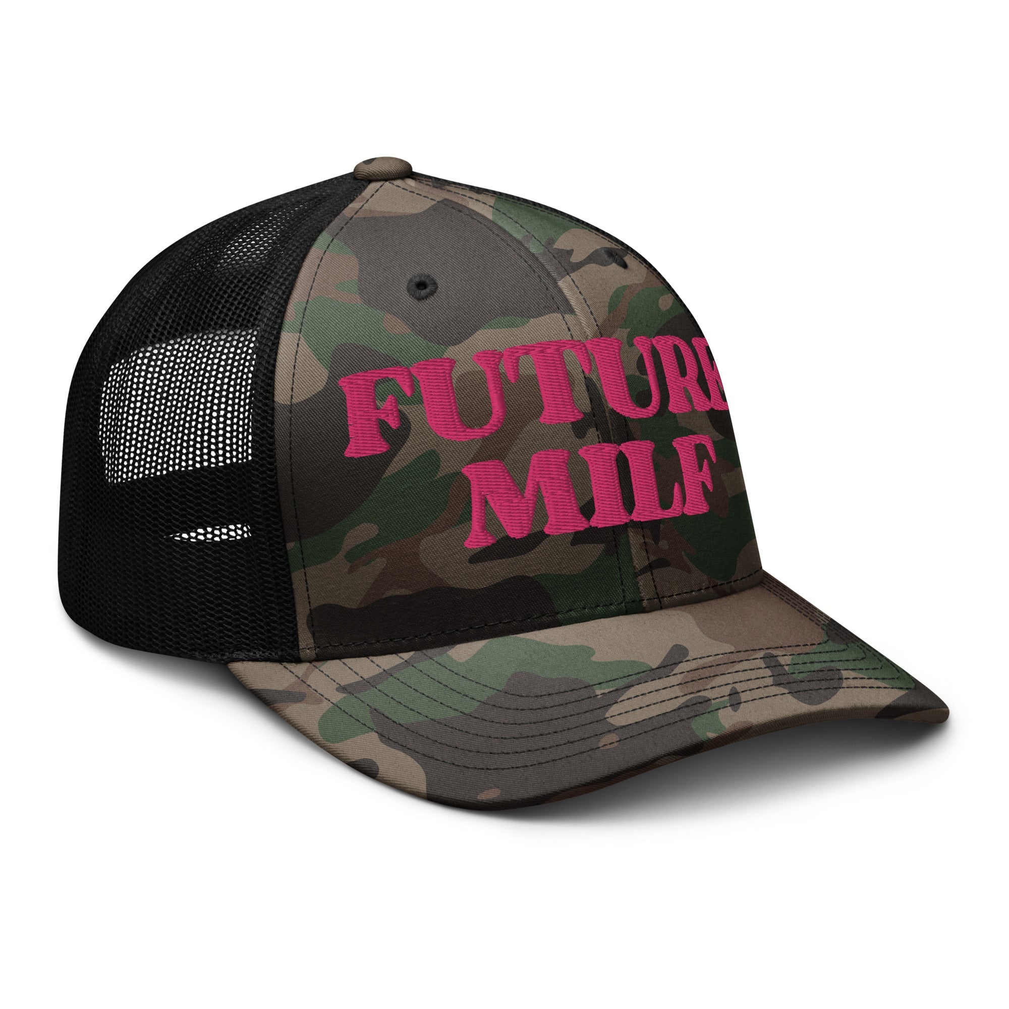 Future Milf Embroidered Camo Trucker Hat