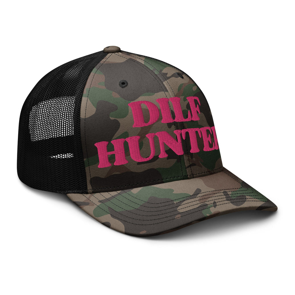 Dilf Hunter Embroidered Camo Trucker Hat